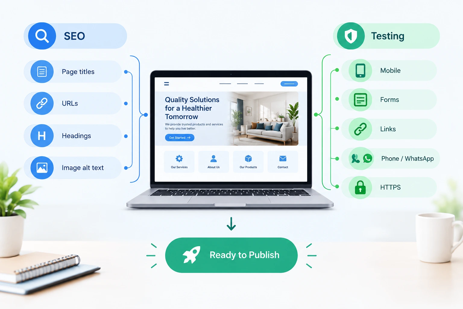 Test the business website before publishing