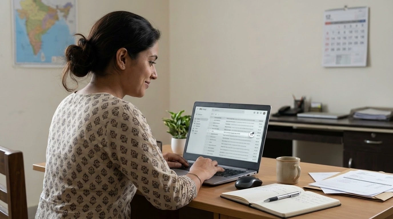 Small business entrepreneur reviewing business website workspace